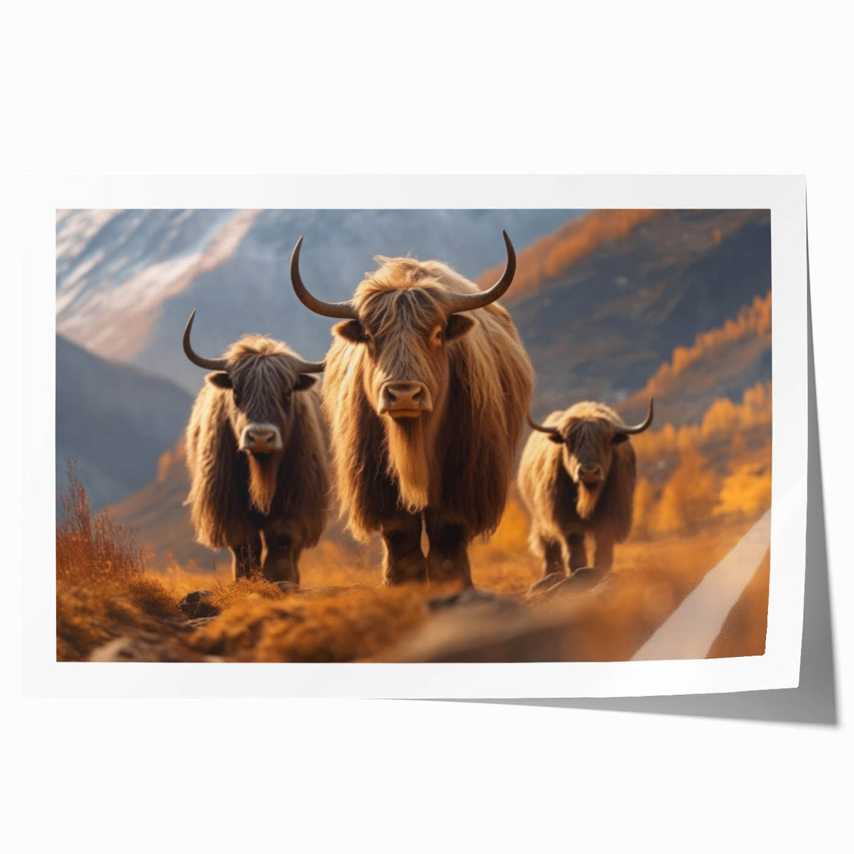 Extra large rolled print of a Nepalese landscape with vibrant floral elements, suitable for art wall dining room.