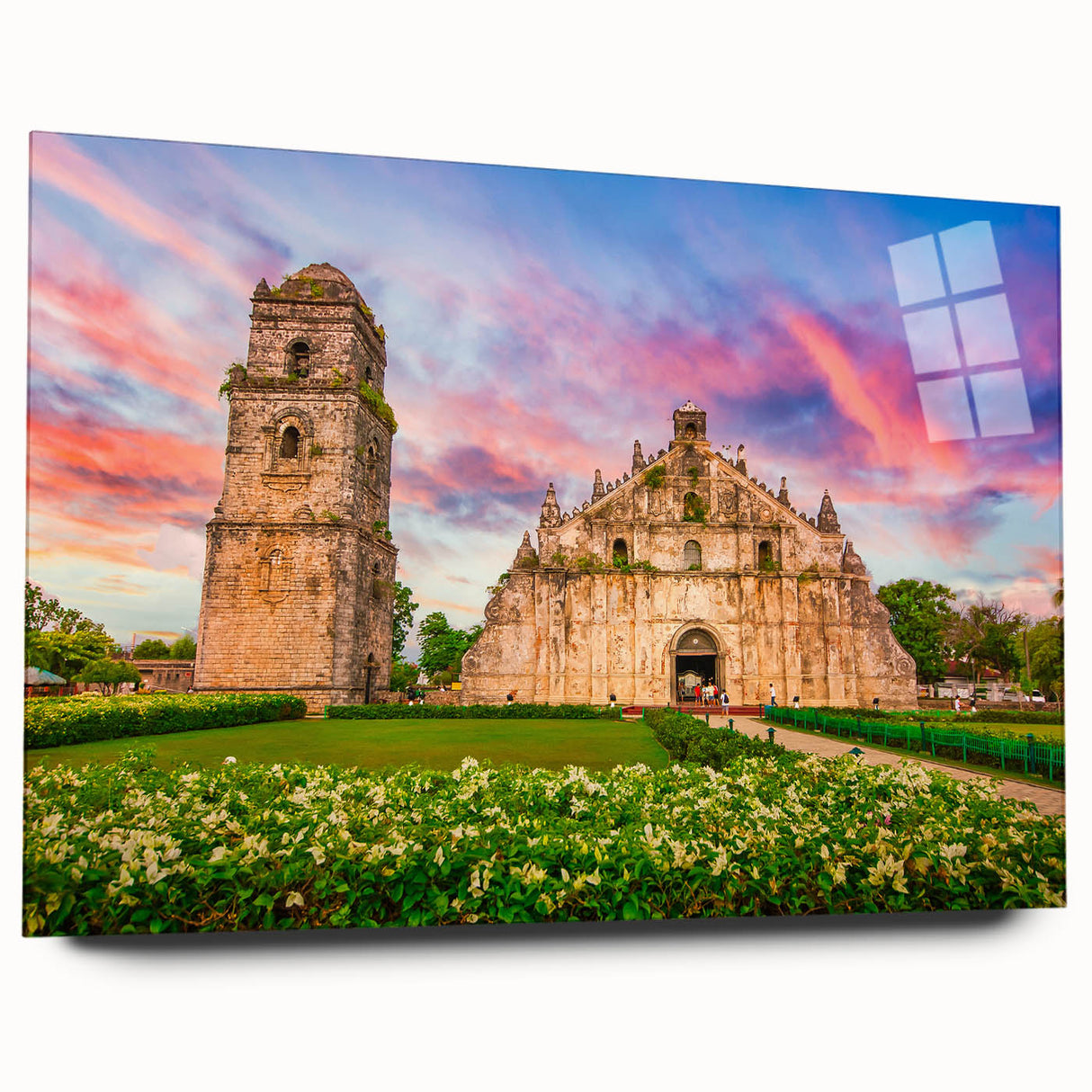Large abstract wall art depicting a serene Philippine landscape in muted earth tones, acrylic print.