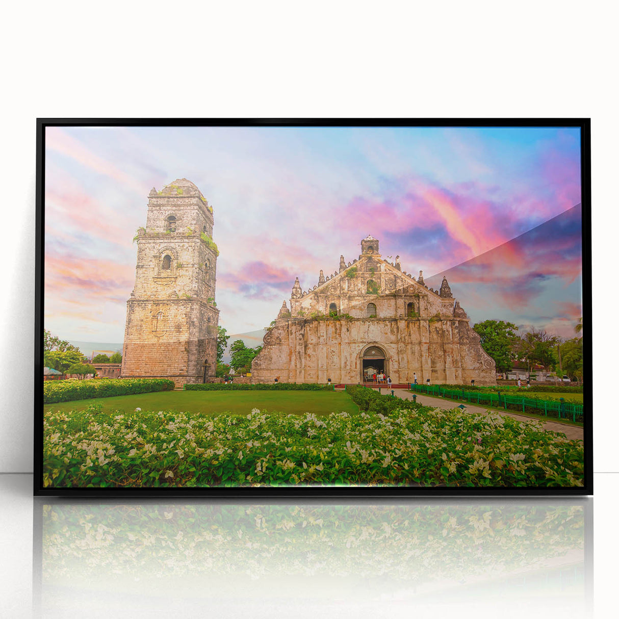 Large abstract wall art depicting a vibrant Philippine landscape on framed acrylic, ideal for modern living room decor.