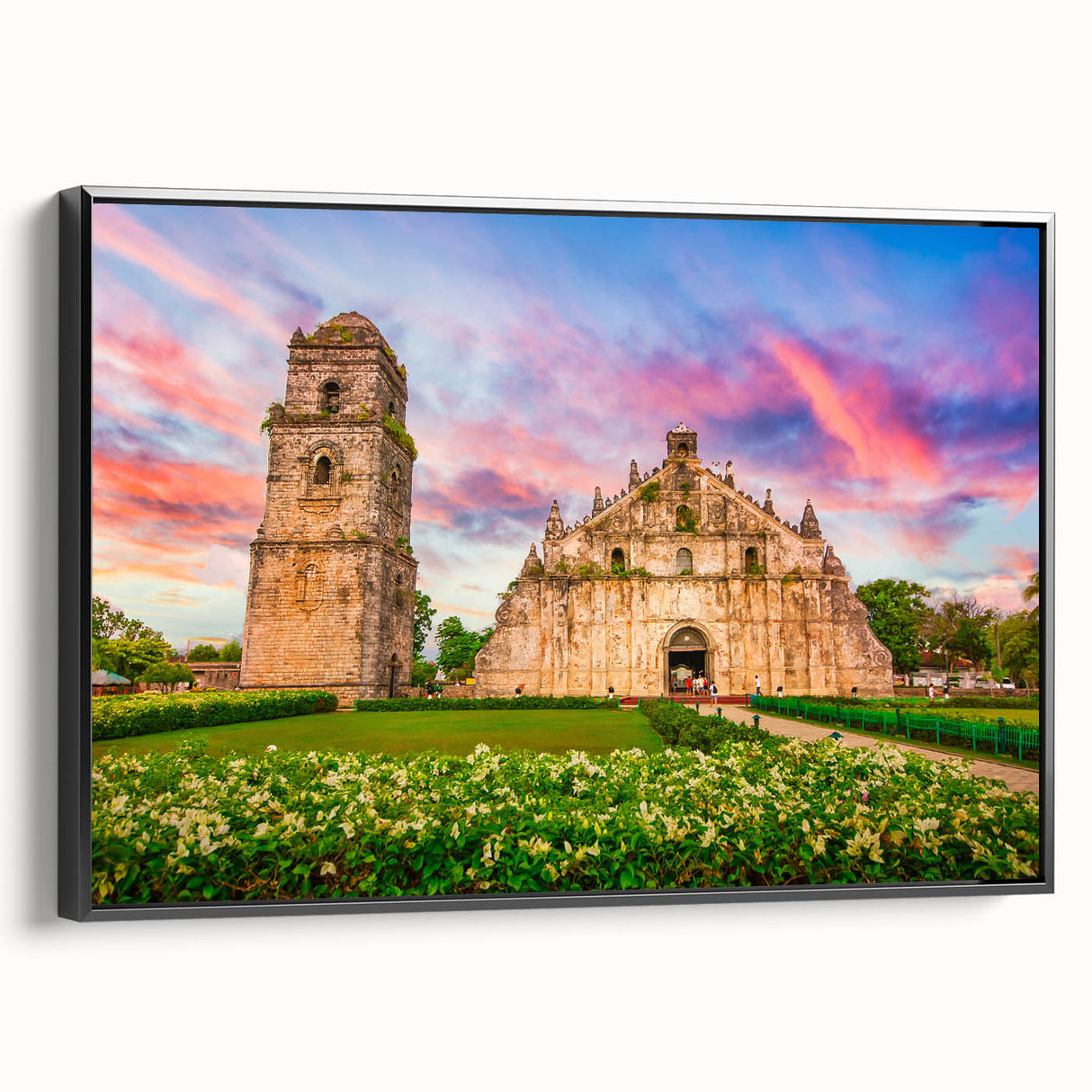 Black and white framed canvas of a vintage Philippine landscape, ideal for bedroom wall decor.