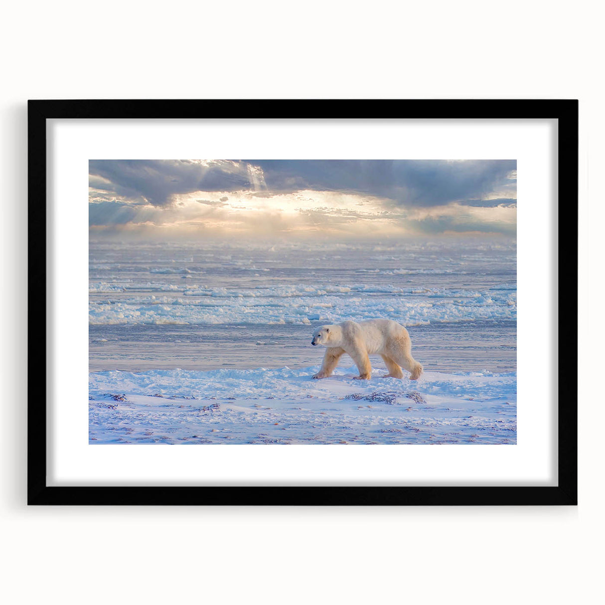 Extra large abstract art print of a colorful, textured Manitoba scenery on a black framed canvas.