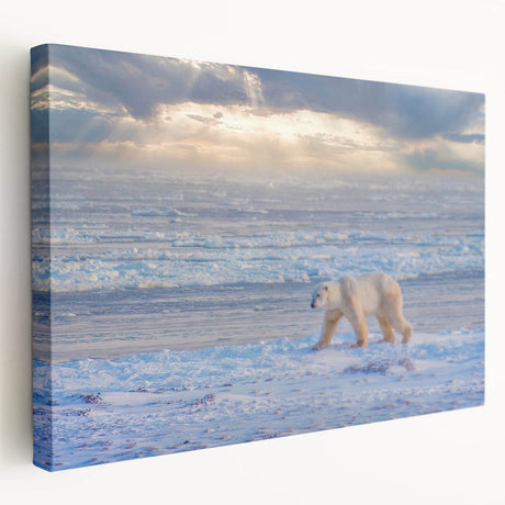 Large wall art on stretched canvas depicting a serene Manitoba, Canada landscape in muted earth tones.