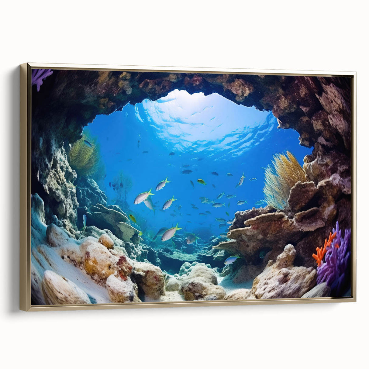 Framed canvas depicting a vintage-style Belize landscape in muted gold and black tones, ideal for bedroom wall art.