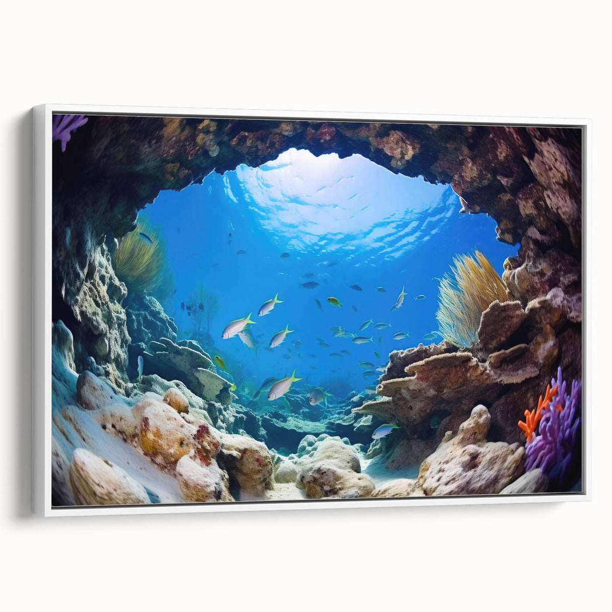 Vintage poster art of a colorful Central American scenery on extra large framed canvas, ideal for living room decor.