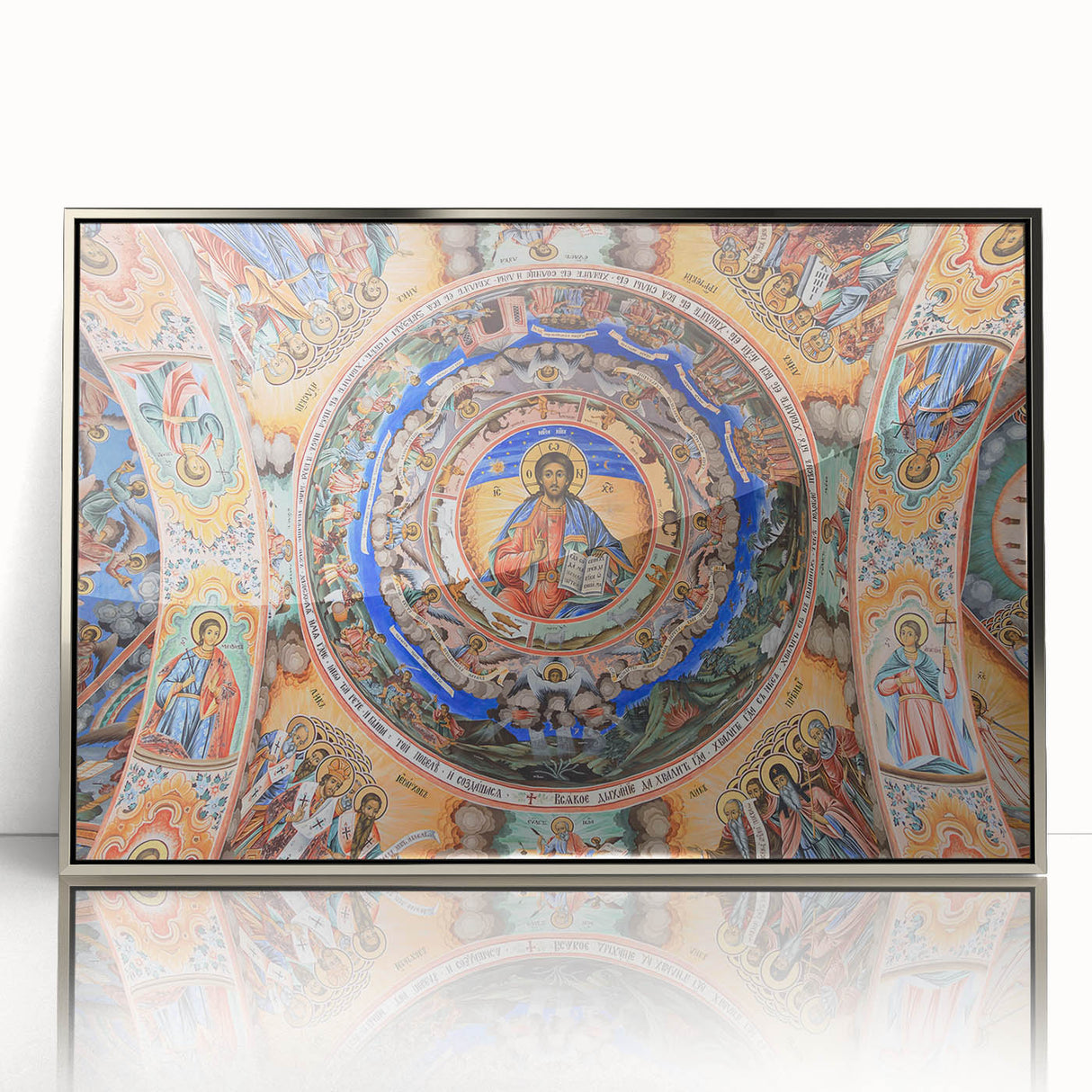 Framed acrylic print of a European Bulgarian landscape in muted earth tones, ideal for modern art wall decor.