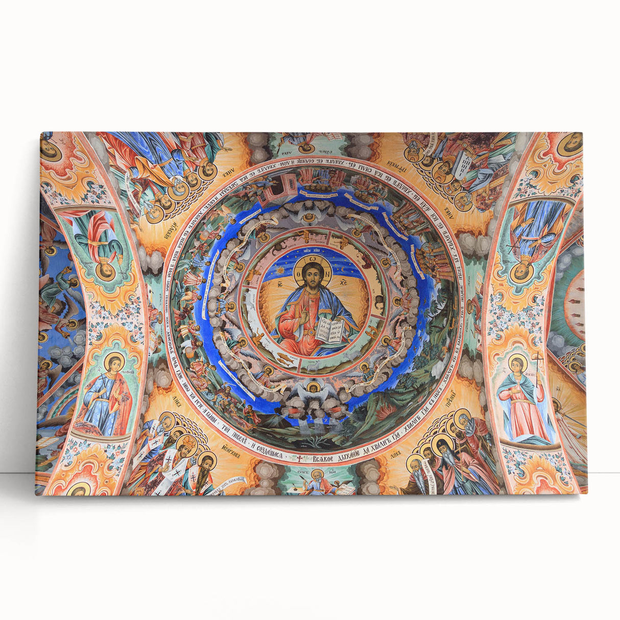 Black and white photo of European scenery on stretched canvas, suited for kitchen wall art.