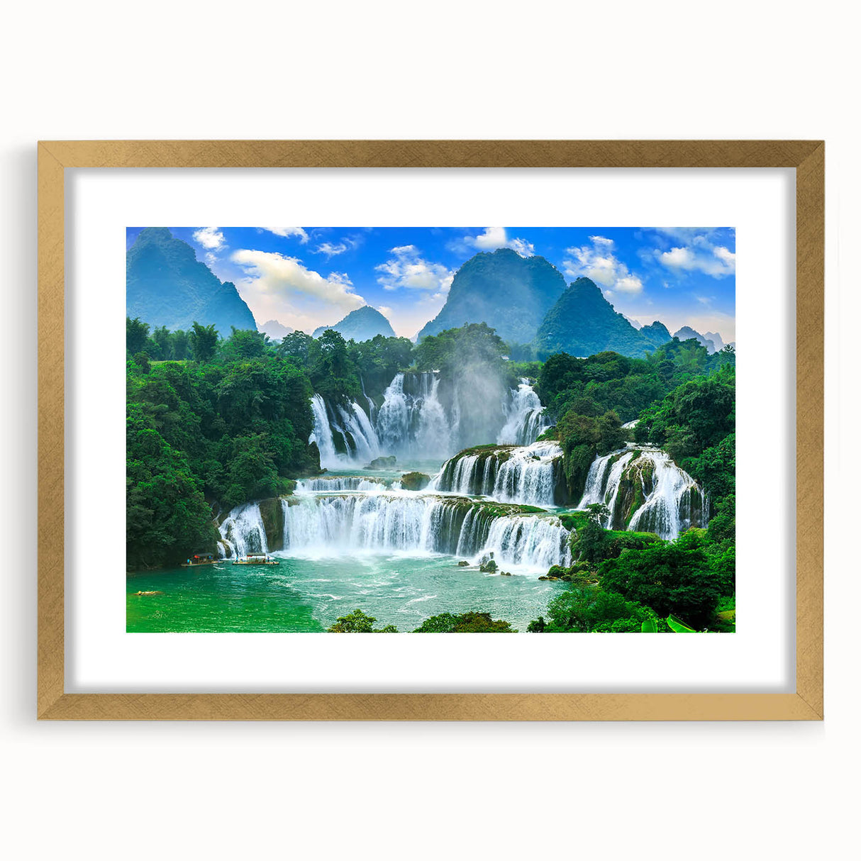 Abstract art print of a Croatian landscape in muted earth tones on a framed canvas, suitable for dining room decor.