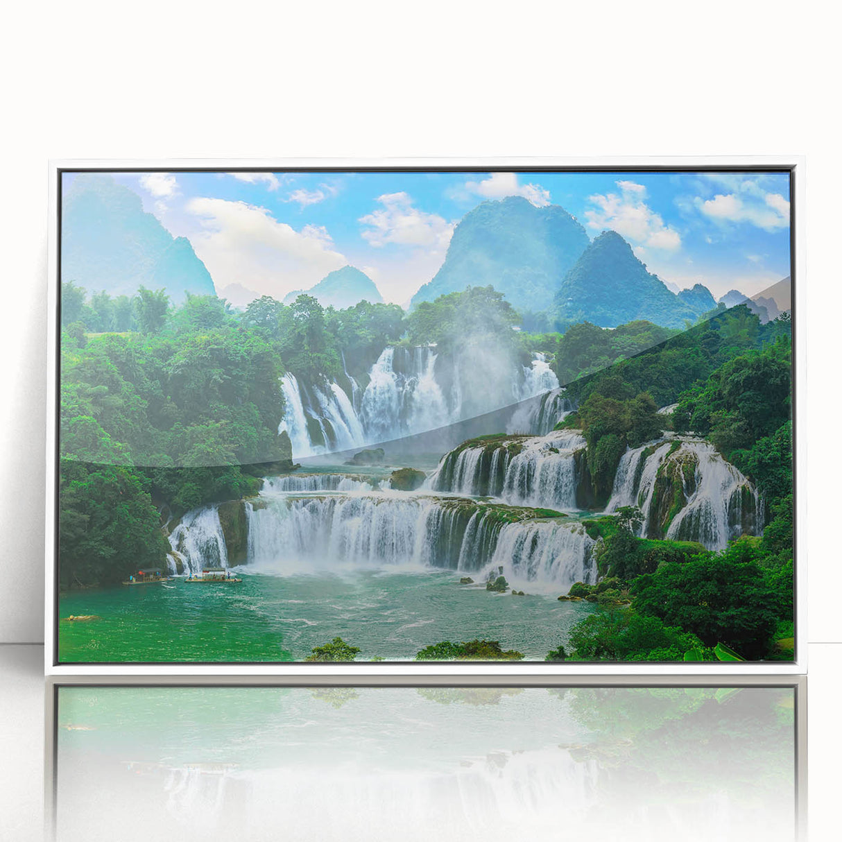 Mid-century modernist art depicting a European Croatian landscape in muted earth tones on a framed acrylic panel.