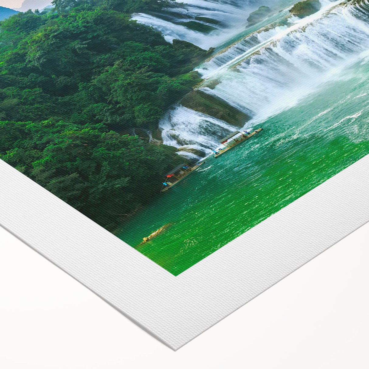 Art deco poster featuring a serene Croatian landscape on rolled canvas, suitable for dining room decor.