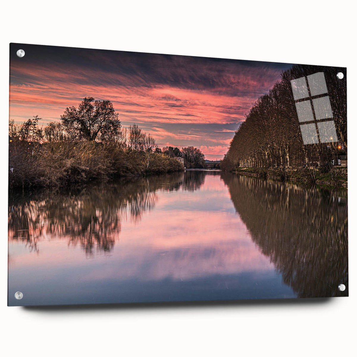 Acrylic print of a large abstract depiction of a Southern France scenery in muted earth tones, ideal for dining room art.