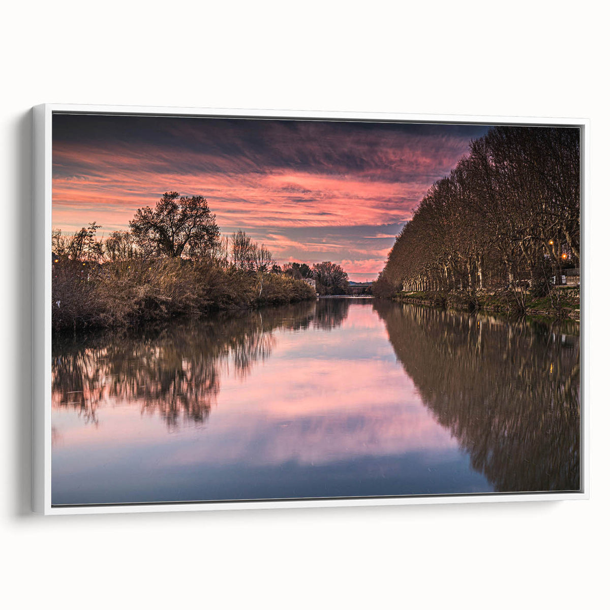 Vintage poster art of a scenic view in southern France, featuring colorful art on extra large framed canvas.