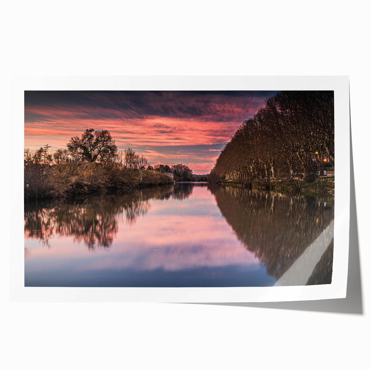 Rolled print of a scenic South France landscape with vibrant green and blue tones, ideal for art wall dining room decor.