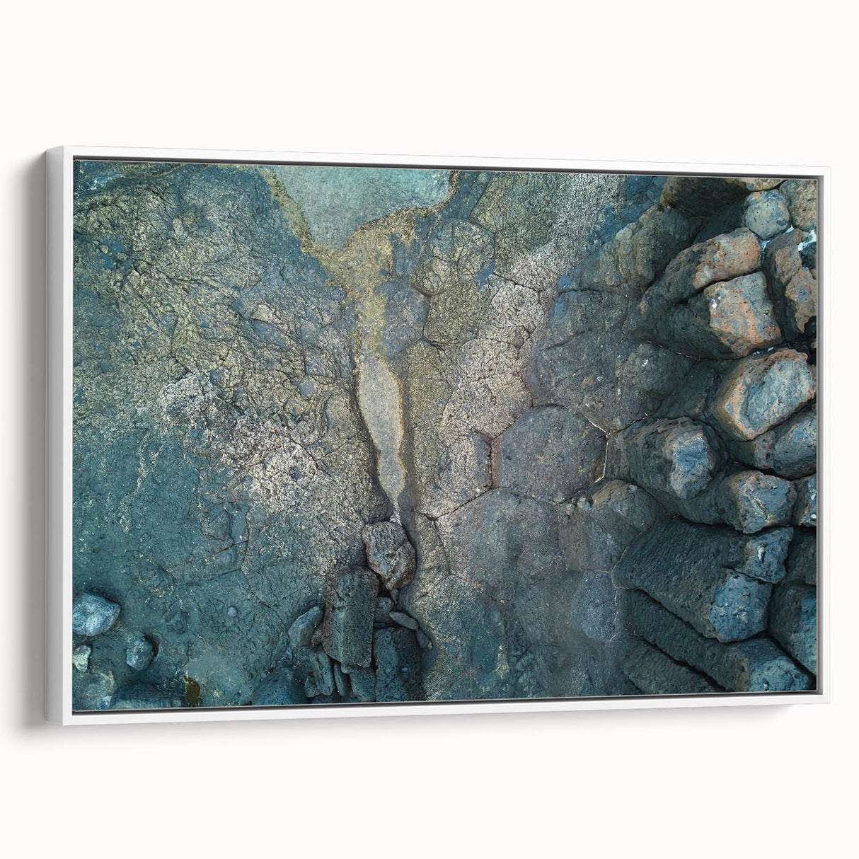 Vintage poster art of a scenic European landscape on extra large framed canvas, featuring colorful art with black edges.