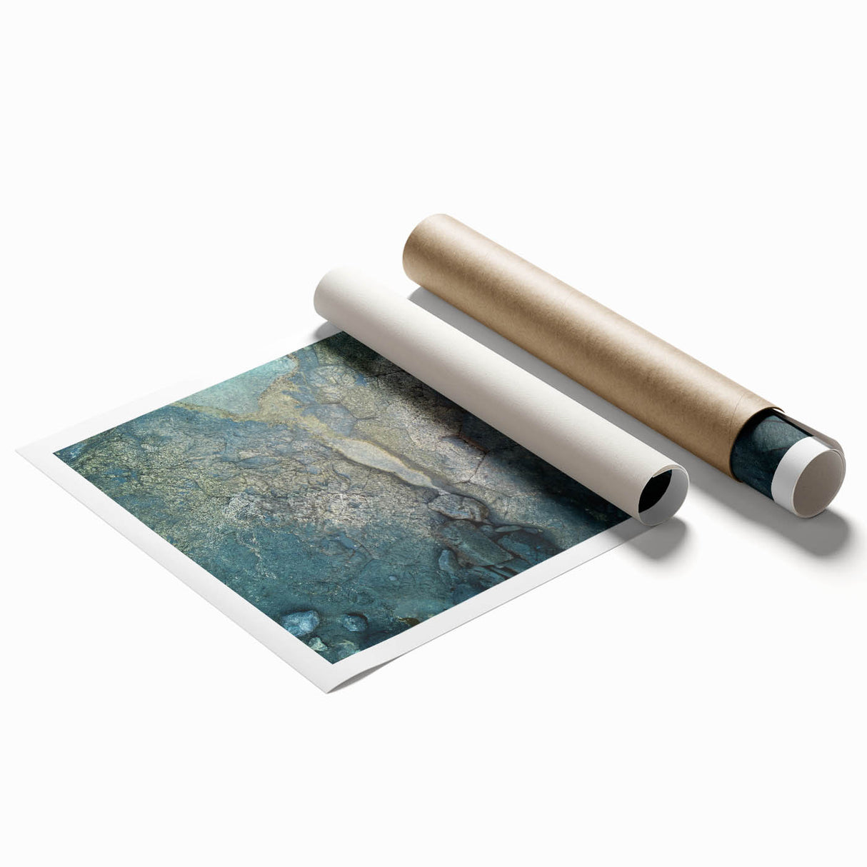 Extra large rolled print of a scenic European landscape with floral elements in soft pastel shades.