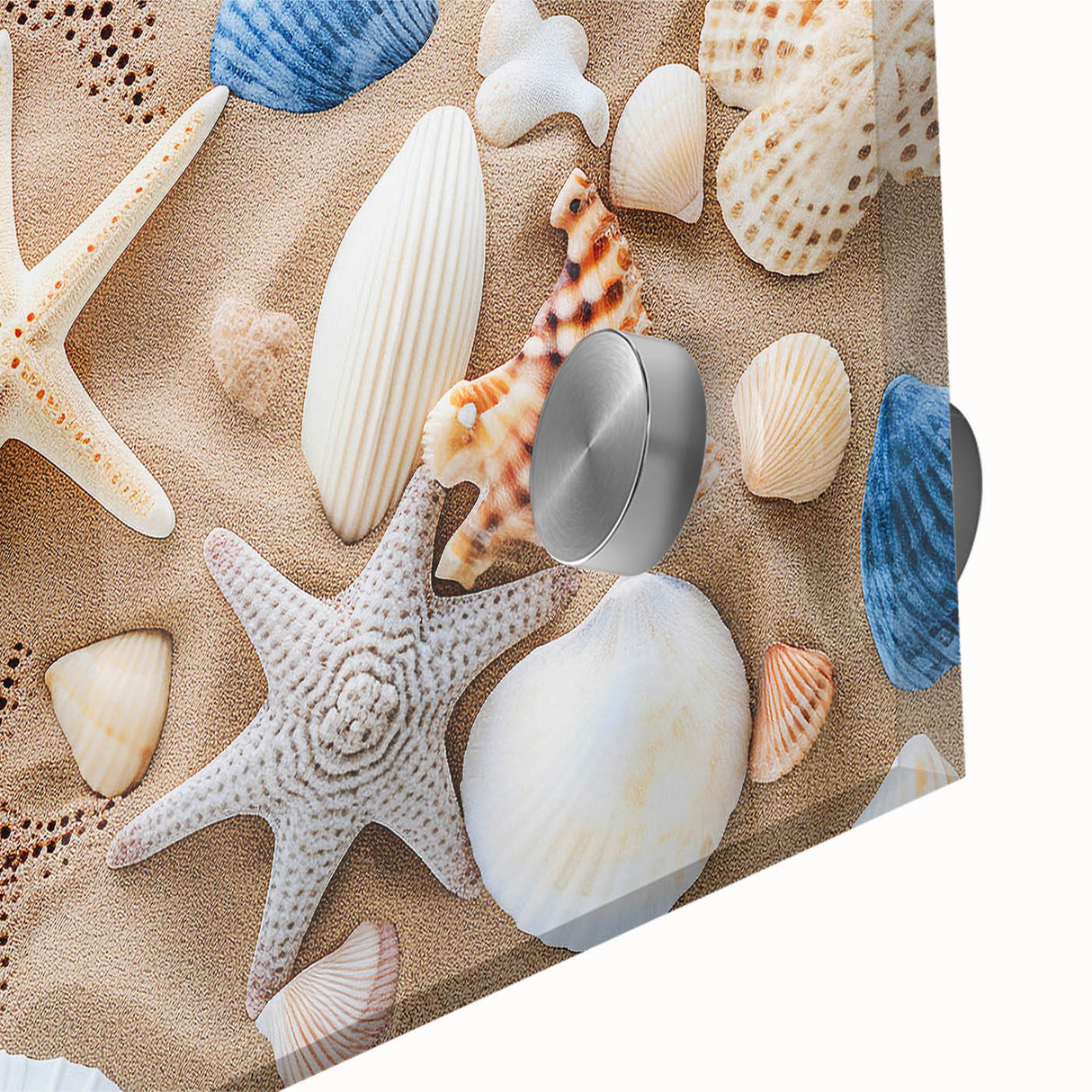 Large abstract wall art depicting Cancun scenery in vibrant blues and greens on acrylic glass.