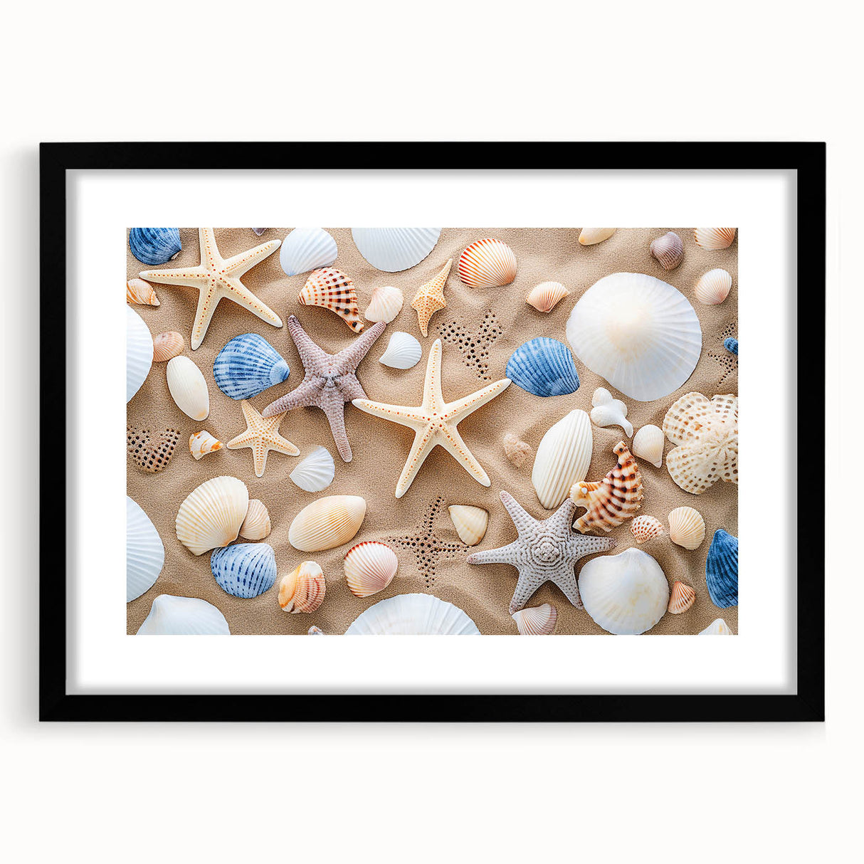 Extra large abstract art print of Cancun scenery in vibrant colors on a textured canvas, framed in black.