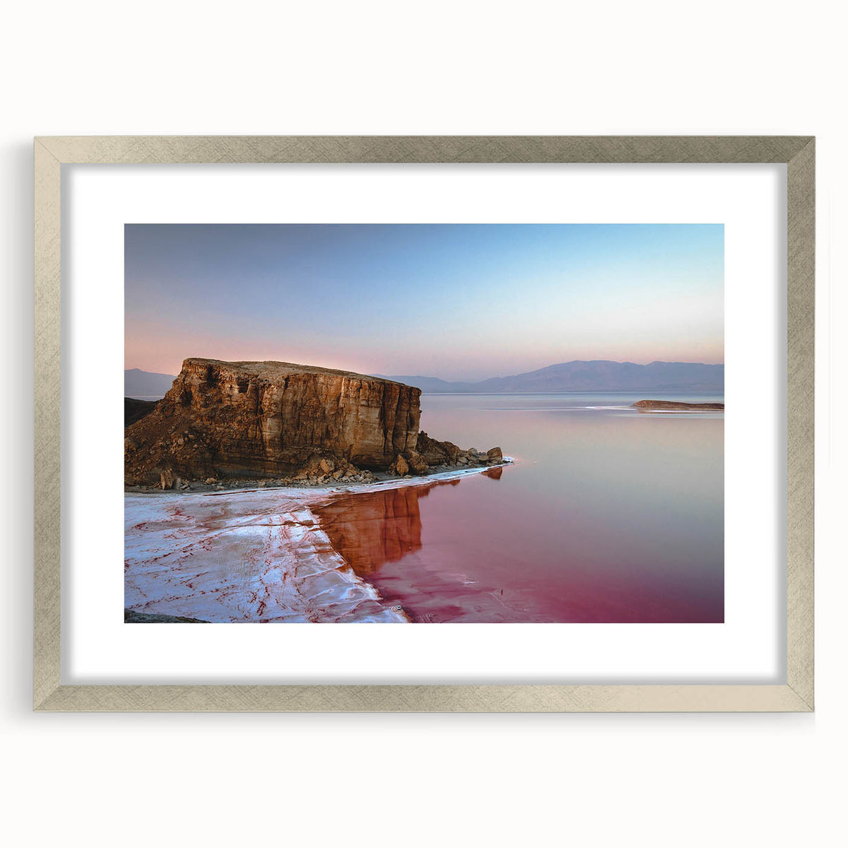 Textured abstract art print of a Middle Eastern scenery in muted earth tones on a framed canvas, suitable for bedroom decor.