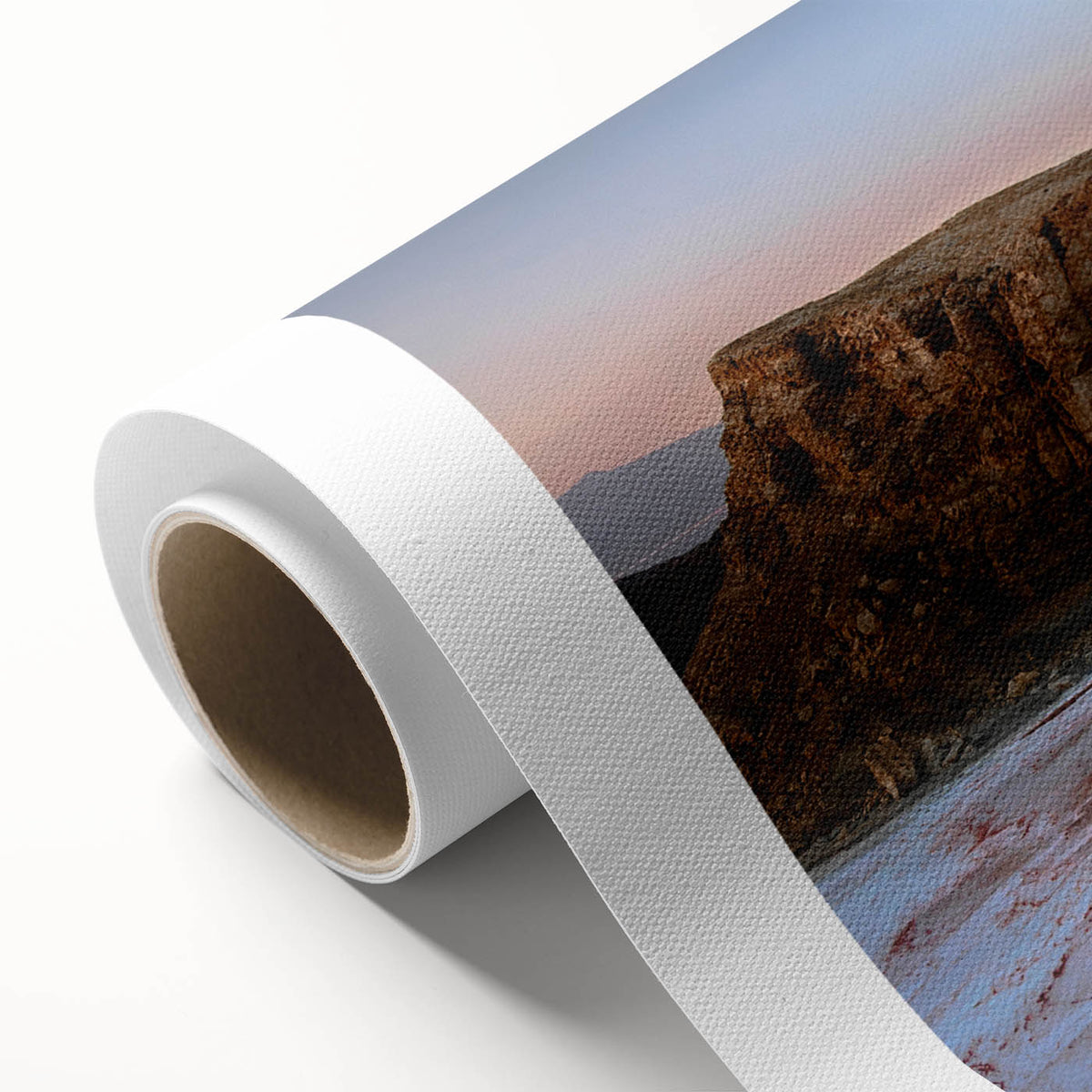 Art deco poster featuring a scenic view of a Middle Eastern landscape in pastel shades on rolled canvas.