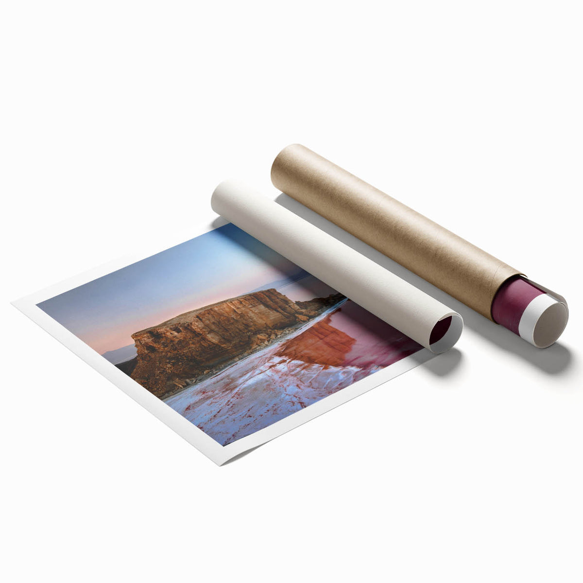Extra large rolled print of a floral art scene from Iran in muted earth tones, ideal for classy bathroom wall art.