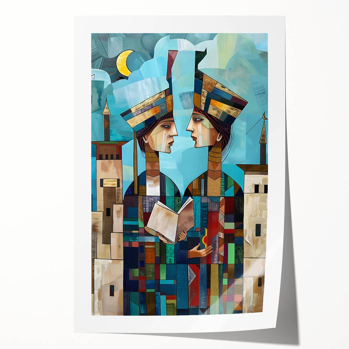 Extra large rolled print of a Middle Eastern Iraqi landscape with muted earth tones, ideal for dining room wall art.