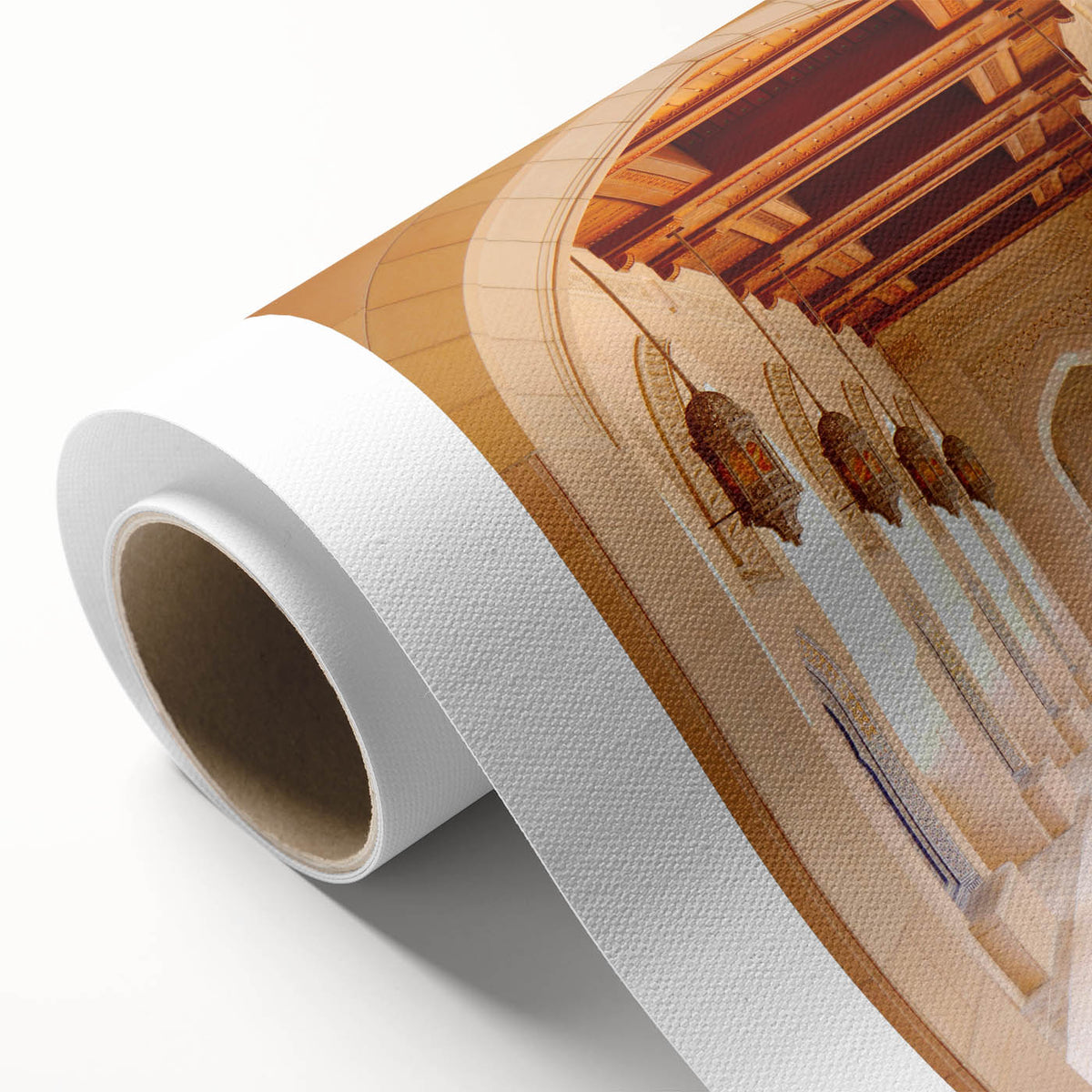 Art Deco poster of Oman scenery in muted earth tones on rolled canvas, ideal for nursery wall art.