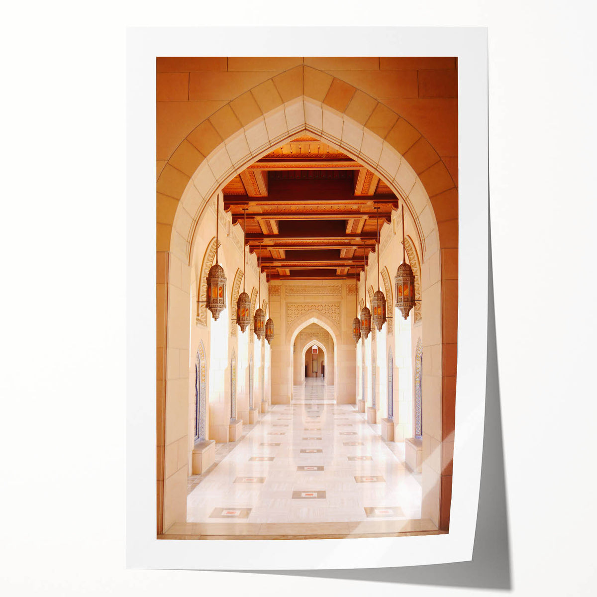 Extra large rolled print of a Middle Eastern Oman scenery, featuring muted earth tones, ideal for art wall dining room.