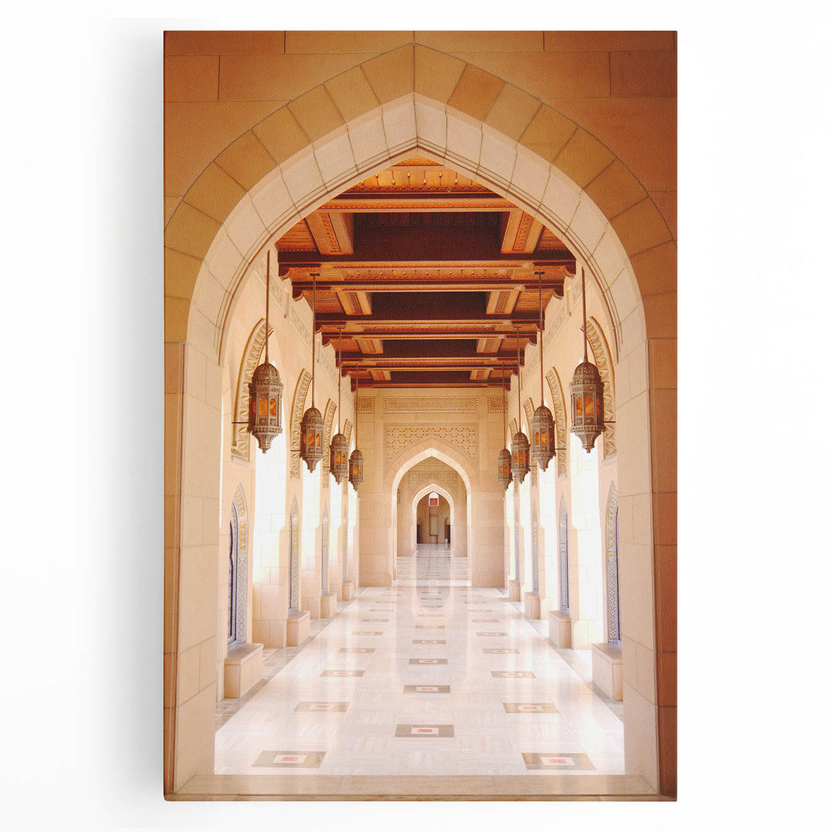 Black and white large art print of Oman scenery on stretched canvas, suitable for kitchen wall art.