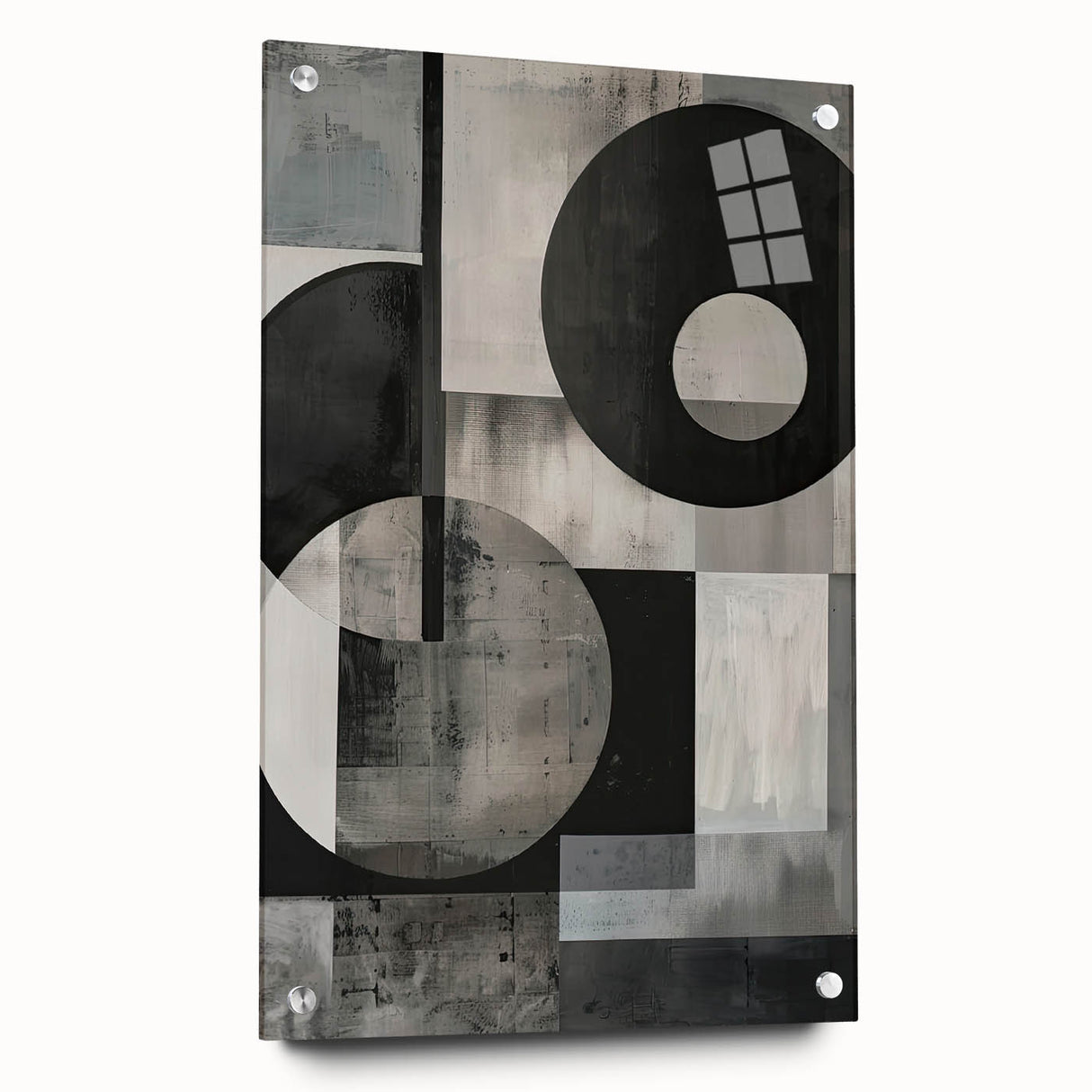 Acrylic Dining Room Artwork – Geometric Monochrome Print