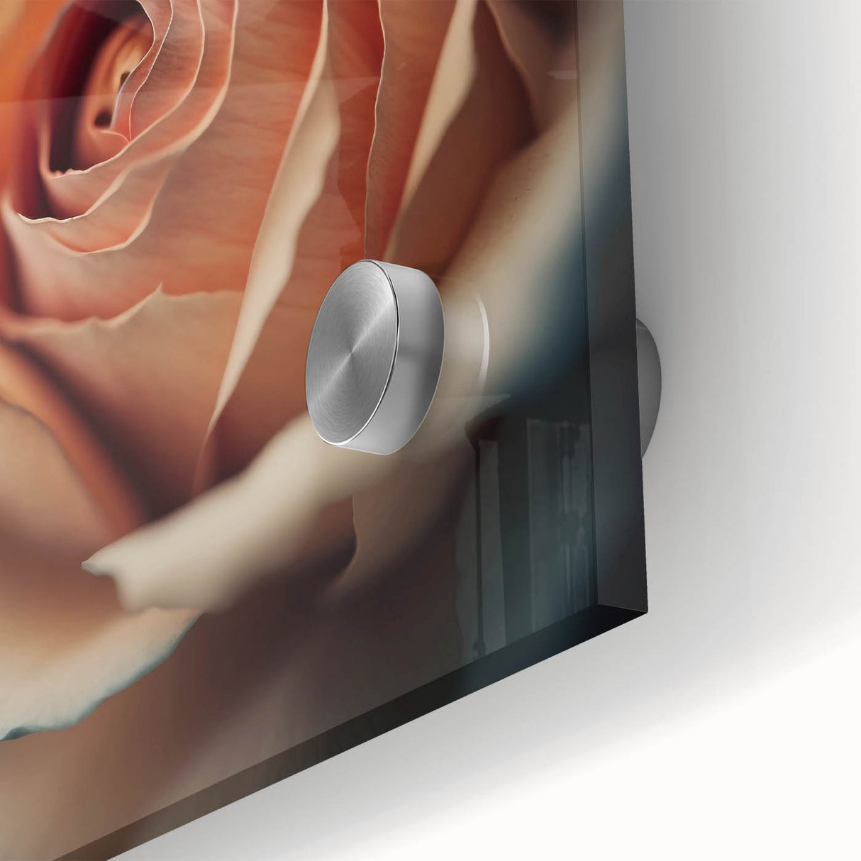 Close-up of vibrant abstract floral wall art on acrylic glass, showcasing rich colors and intricate details, ideal for modern home decor and artistic ambiance.