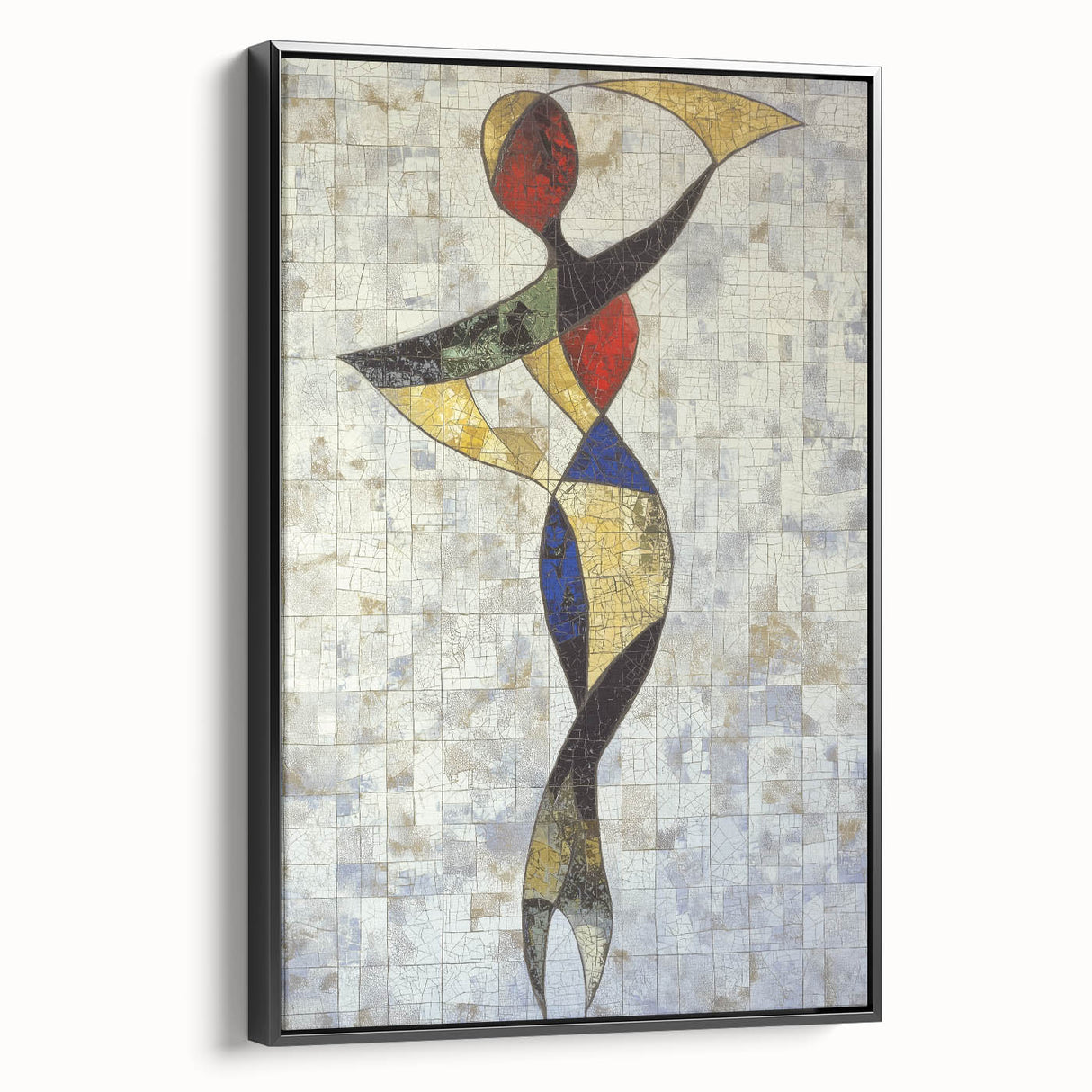 Abstract figurative framed canvas art showcasing a striking black design, viewed from the side, perfect for modern interior decor and artistic expression.