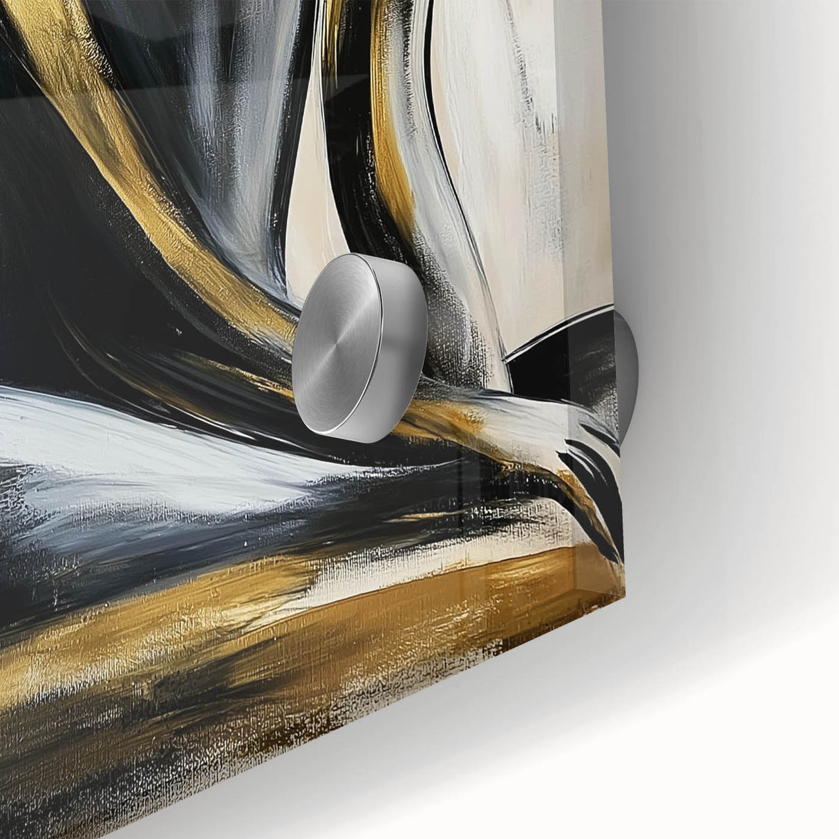 Abstract figurative acrylic artwork showcasing vibrant colors and intricate textures, presented in a close-up view that highlights the glass finish and artistic details. Perfect for modern decor enthusiasts seeking unique wall art.