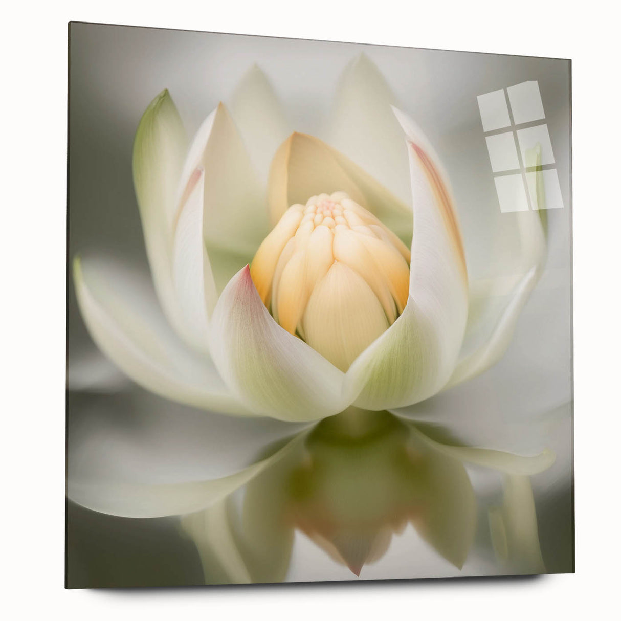 Abstract floral wall art displayed in a sleek acrylic glass frame, showcasing vibrant colors and intricate designs, ideal for modern home decor.