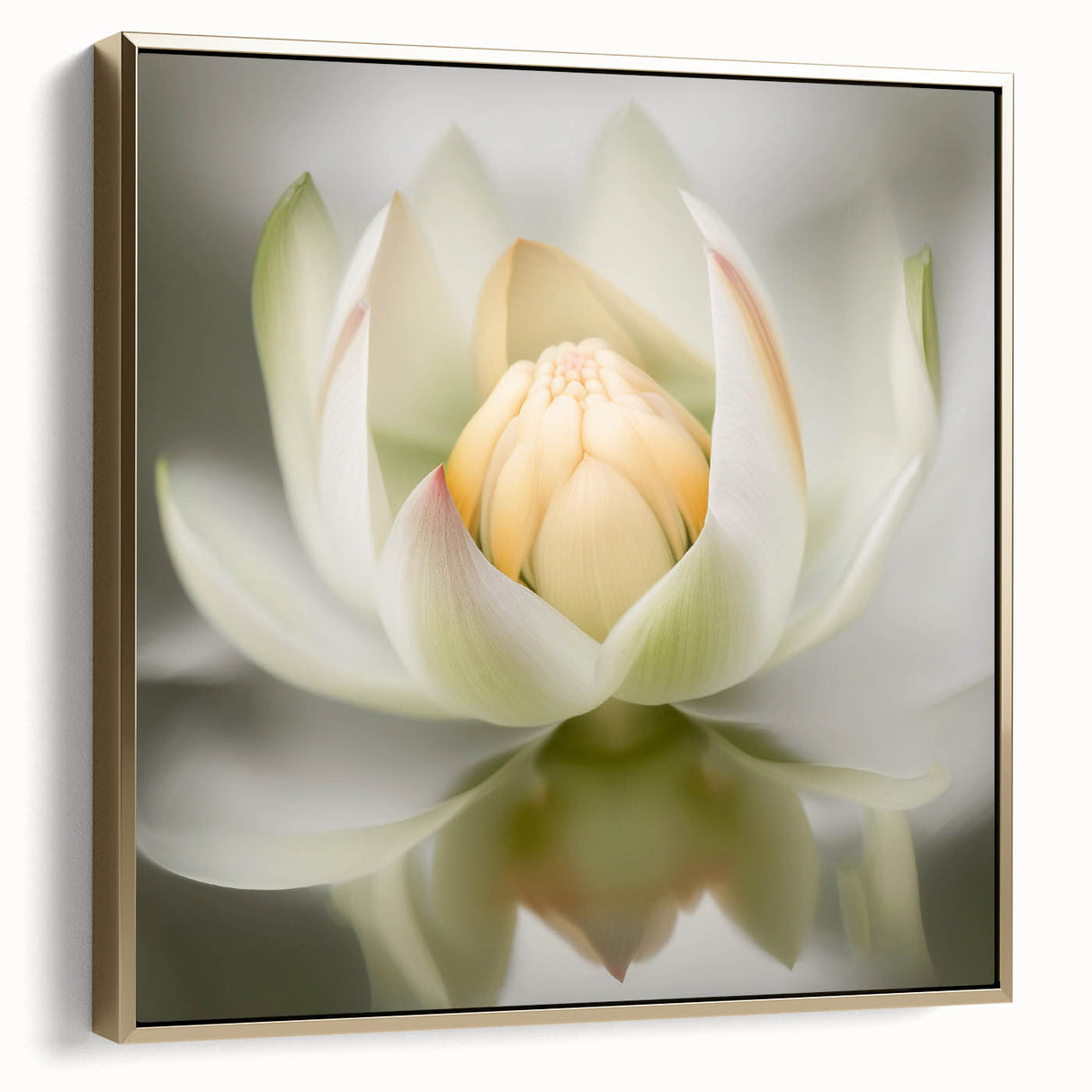 Framed wall art featuring an abstract floral design in silver and gold hues, elegantly displayed against a neutral background, perfect for modern home decor.