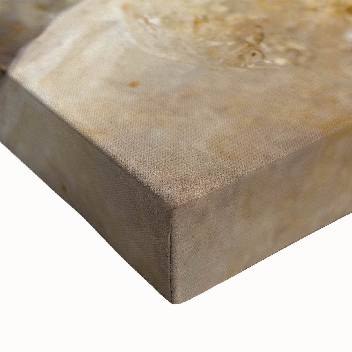 Close-up of an abstract floral wall art design on stretched canvas, showcasing vibrant colors and intricate patterns, perfect for modern home decor.