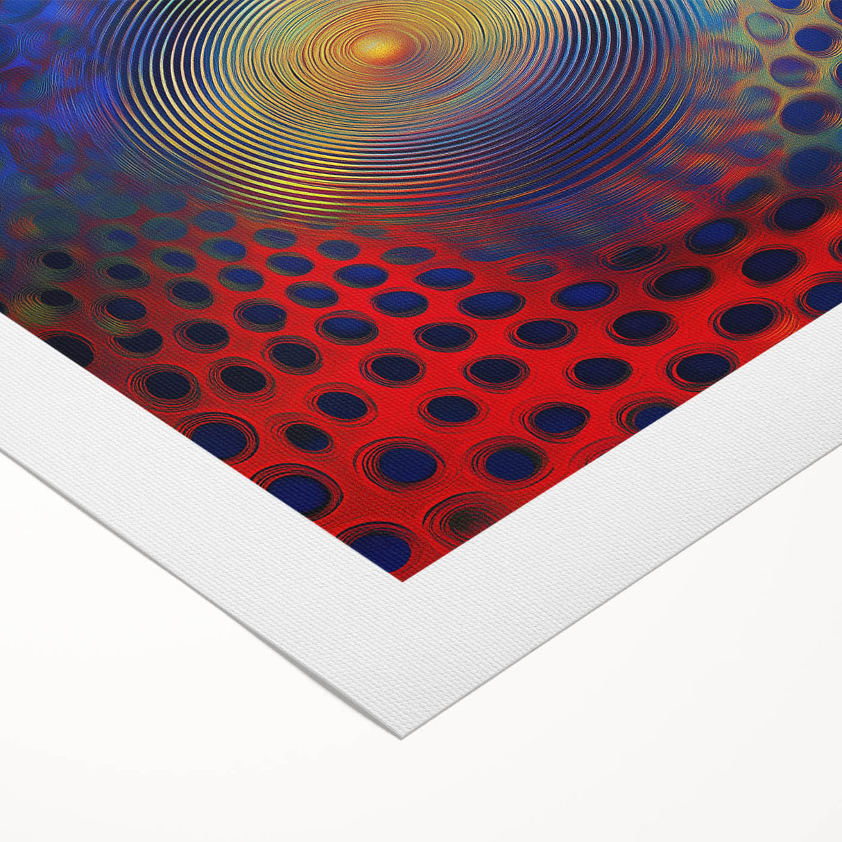 Geometric Abstract Wall Decor – Red, Yellow & Blue Optical Burst