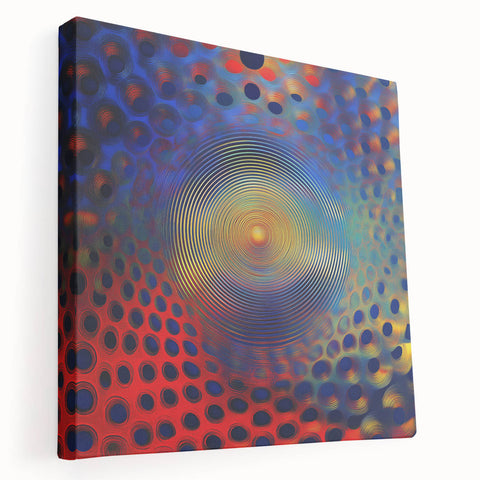 Geometric Abstract Wall Decor – Red, Yellow & Blue Optical Burst