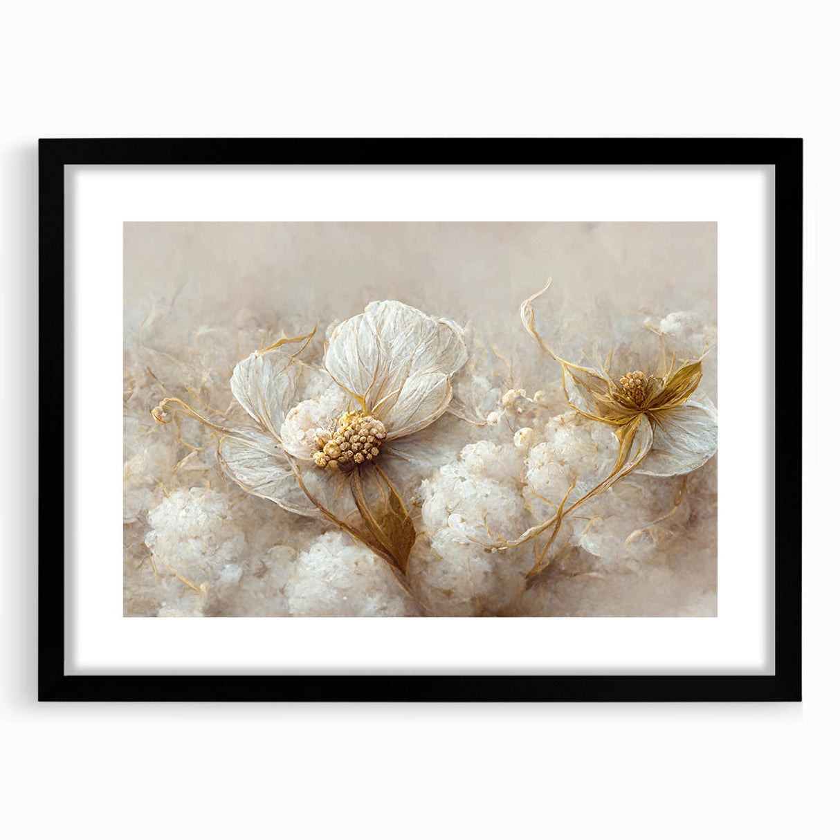 Abstract floral wall art framed in black, showcasing vibrant colors and intricate design, perfect for enhancing home decor with a modern touch.