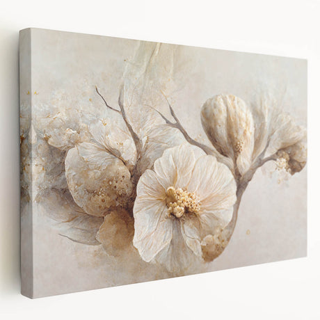 Abstract floral wall art on stretched canvas, showcasing vibrant colors and intricate patterns. Ideal for modern home decor, adding a touch of elegance and creativity.