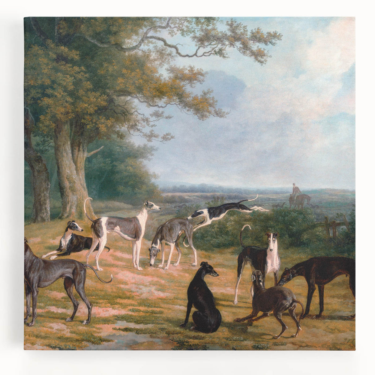 Romanticism Art - Nine Greyhounds Landscape - Classic Romantic Print