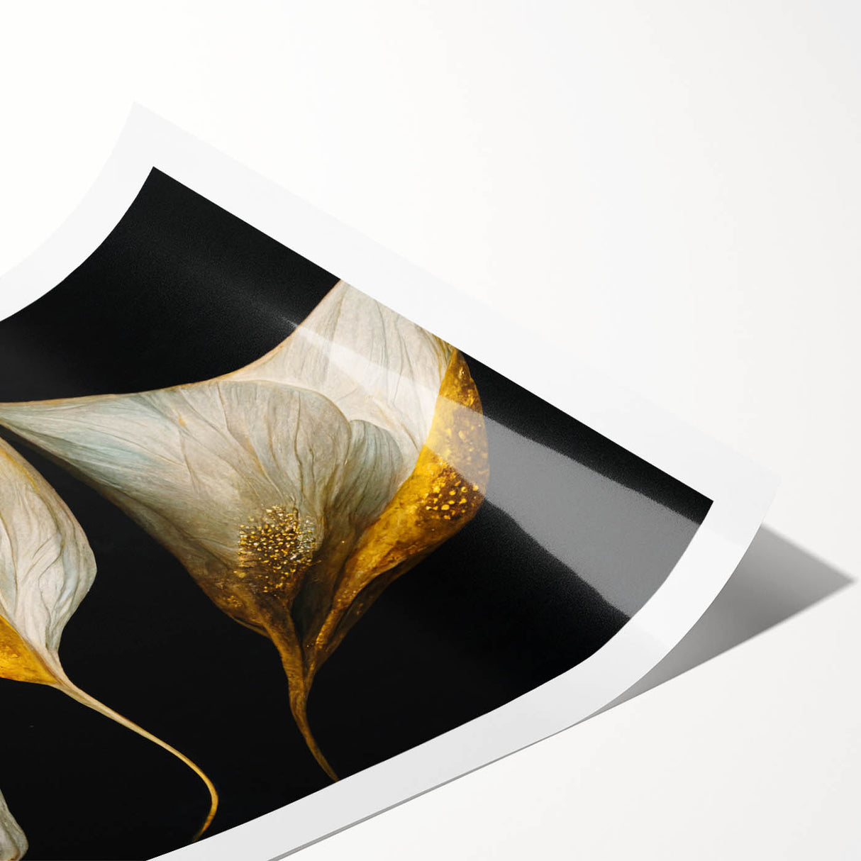 Abstract floral wall art print showcasing vibrant colors in a rolled format, perfect for modern home decor. The design features intricate floral patterns set against a subtle background, ideal for adding a touch of elegance to any space.