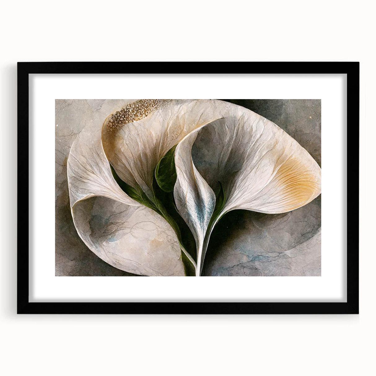 Abstract floral wall art framed in black, showcasing vivid colors and intricate designs; perfect for modern home decor. This piece adds a touch of elegance to any room.