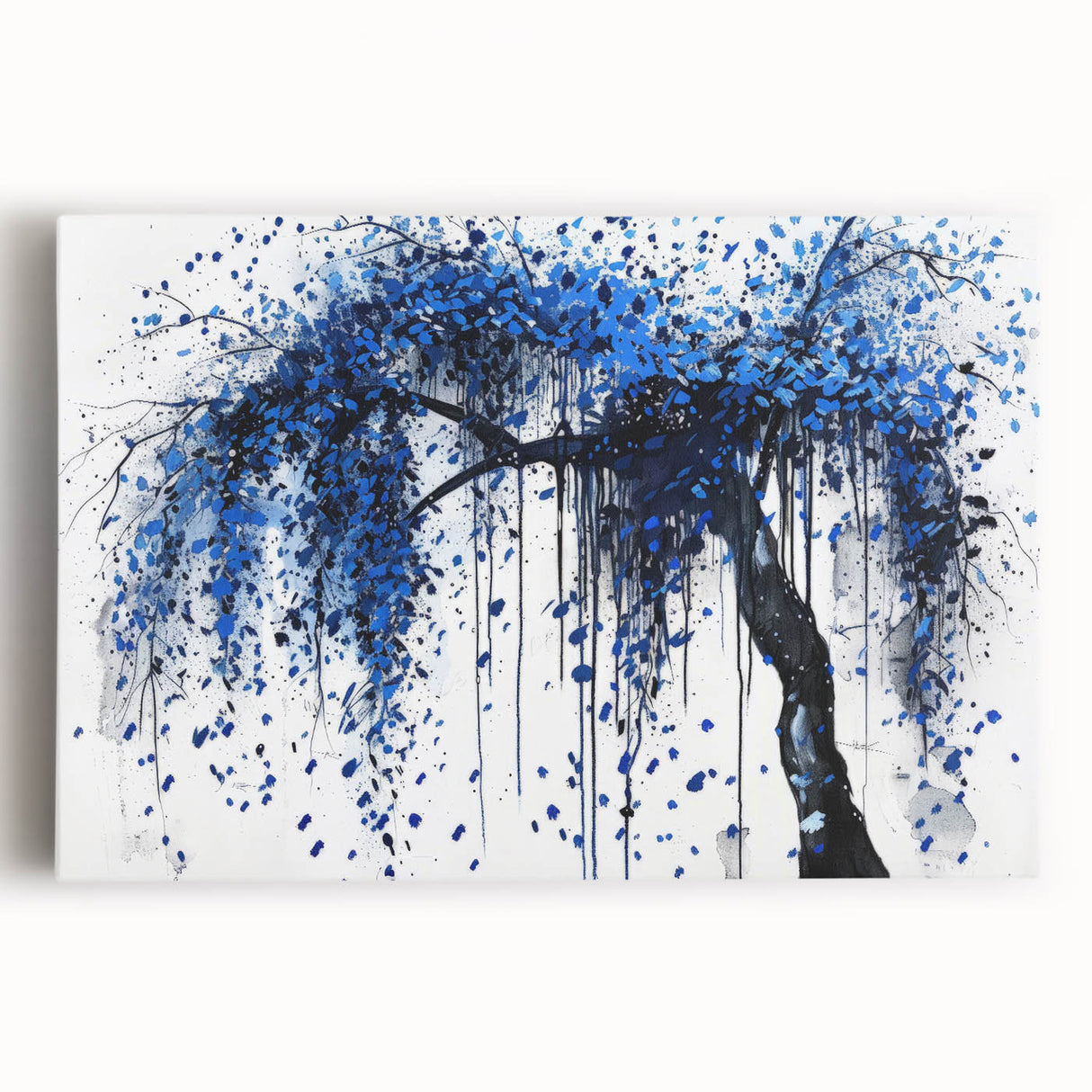Abstract splatter canvas artwork showcasing vibrant colors and dynamic shapes, perfect for modern decor. Ideal for adding a contemporary touch to any room.