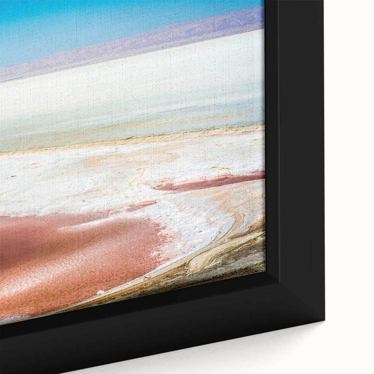 Extra large framed canvas featuring a textured, colorful depiction of a Tunisian landscape, ideal for living room decor.