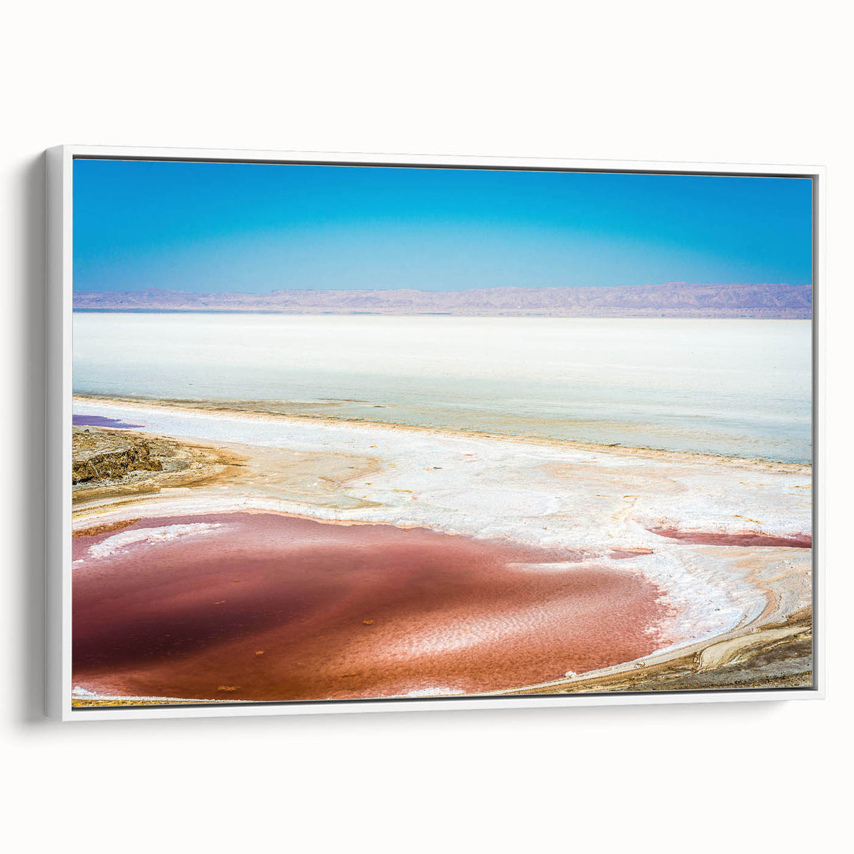 Vintage poster art of a Tunisian landscape on framed canvas, featuring colorful art in extra large format.