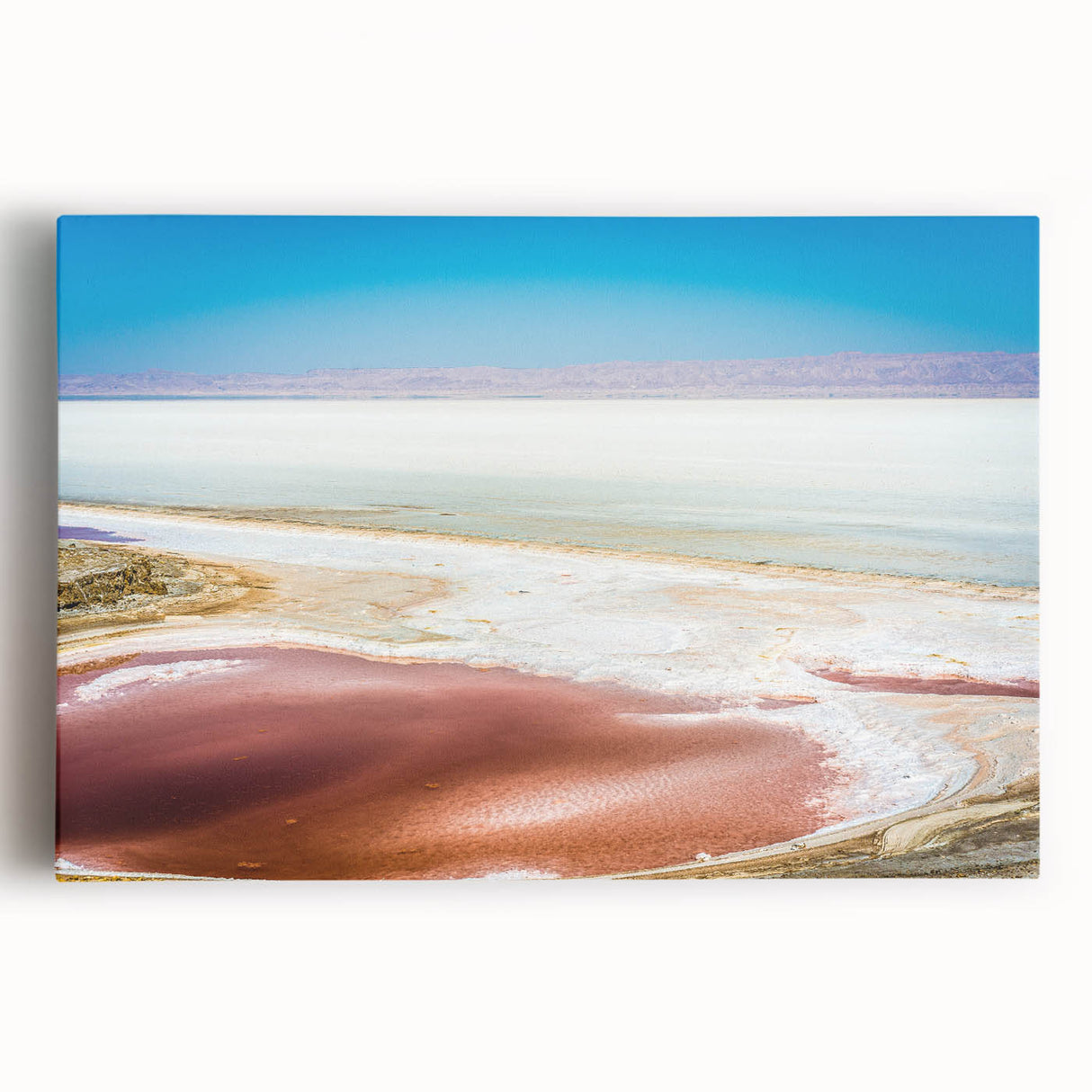 Black and white stretched canvas of Tunisian landscape, ideal for kitchen wall art or bedroom.