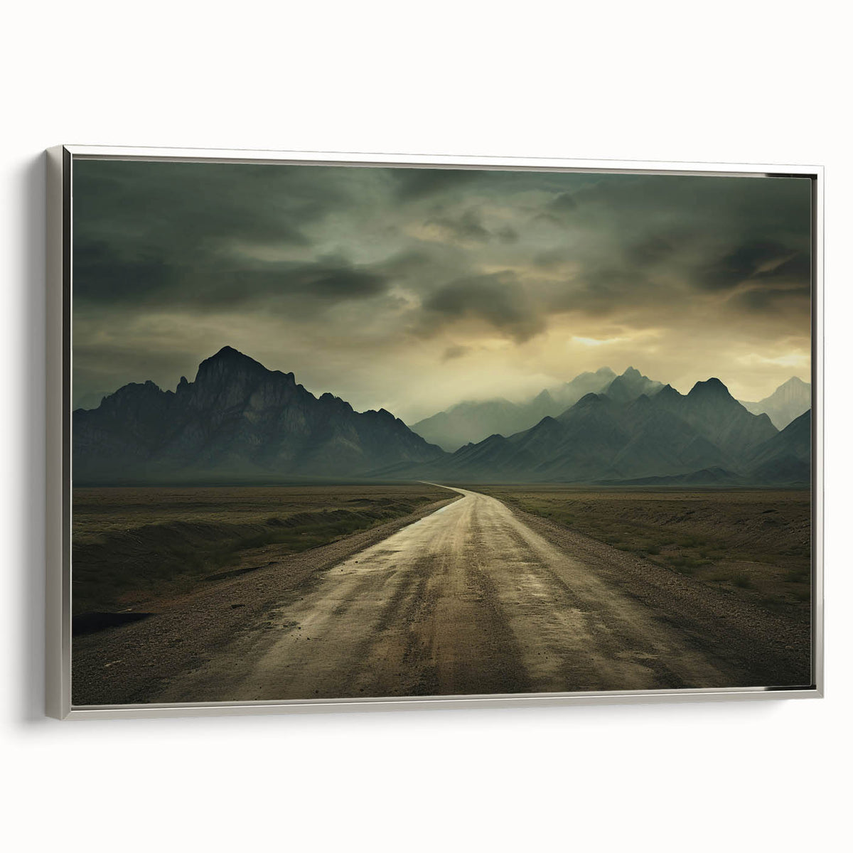 Framed canvas landscape art painting featuring a colorful vintage poster of an Azerbaijani scenery.