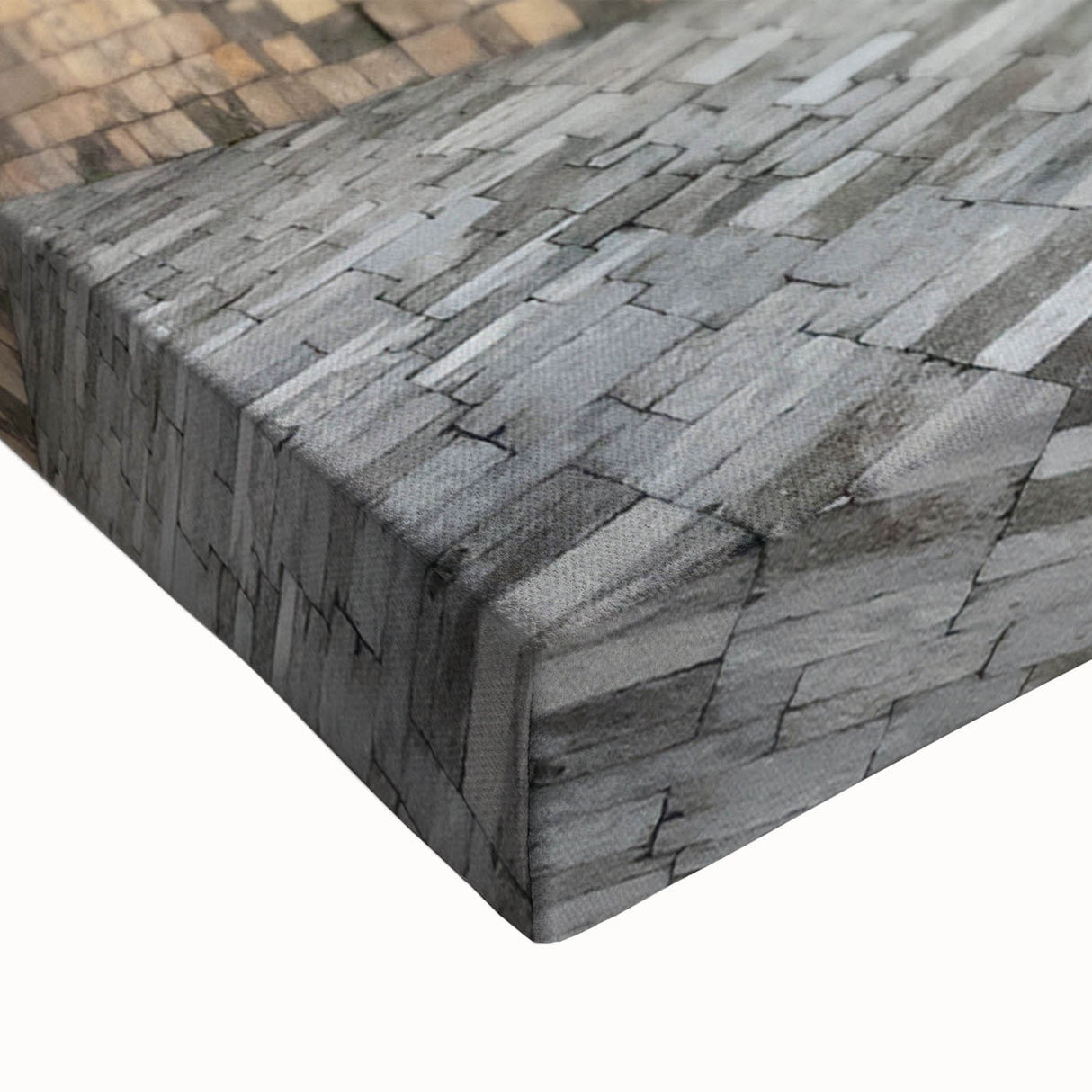 Large art depicting a black and white landscape of Indonesian scenery on stretched canvas, suitable for bedroom wall decor.