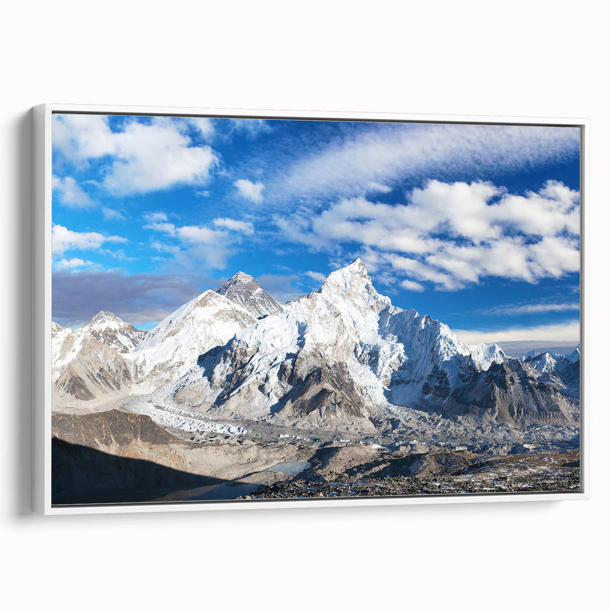 Framed canvas of vintage poster art depicting a colorful Nepal scenery, ideal for extra large living room wall art.