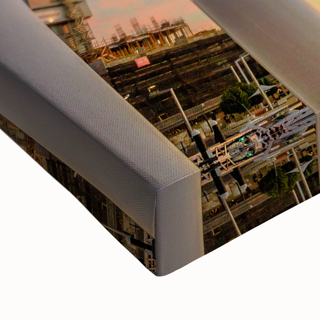 Large art of Perth landscape in black and white on stretched canvas, suitable for bedroom wall decor.