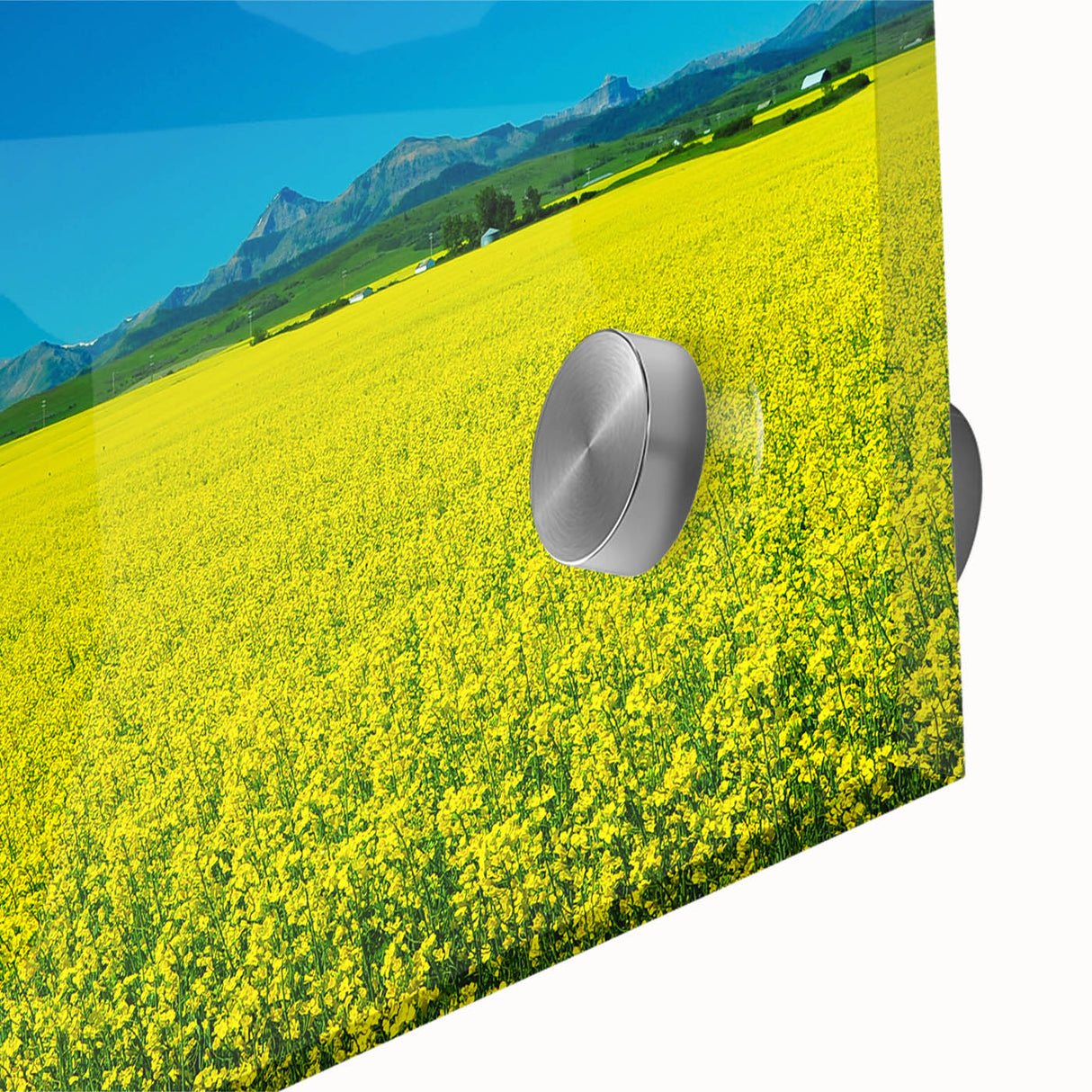 Mid-century modernist large abstract wall art of Alberta scenery in acrylic print, ideal for dining room art.